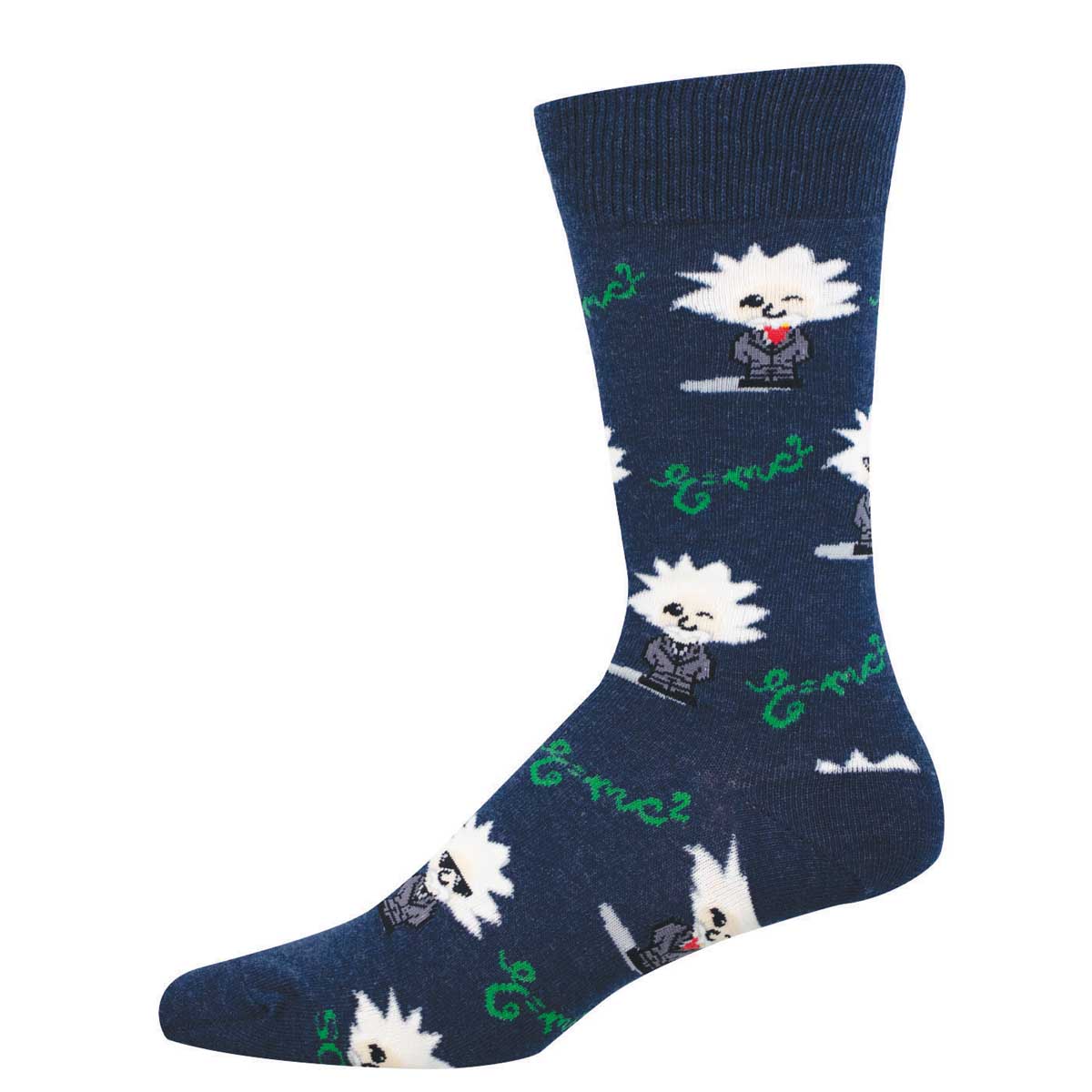 Men's Cotton Crew Socks - Einstein Bitmoji Motif with Equations - Socksmith