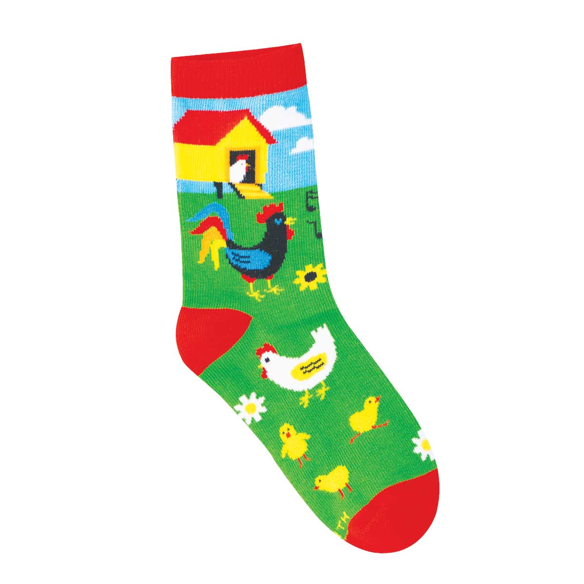 4-7yo Childrens' solorful sock with farm chicken design