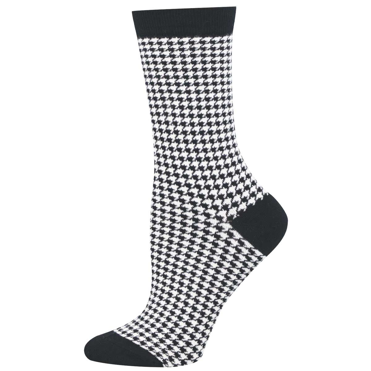 Black and white houndstooth patterned sock