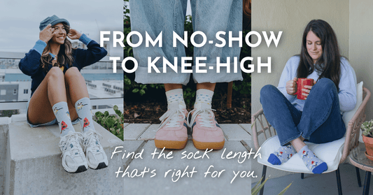 From No-Show to Knee-High [image of two women wearing Socksmith socks in different lengths]