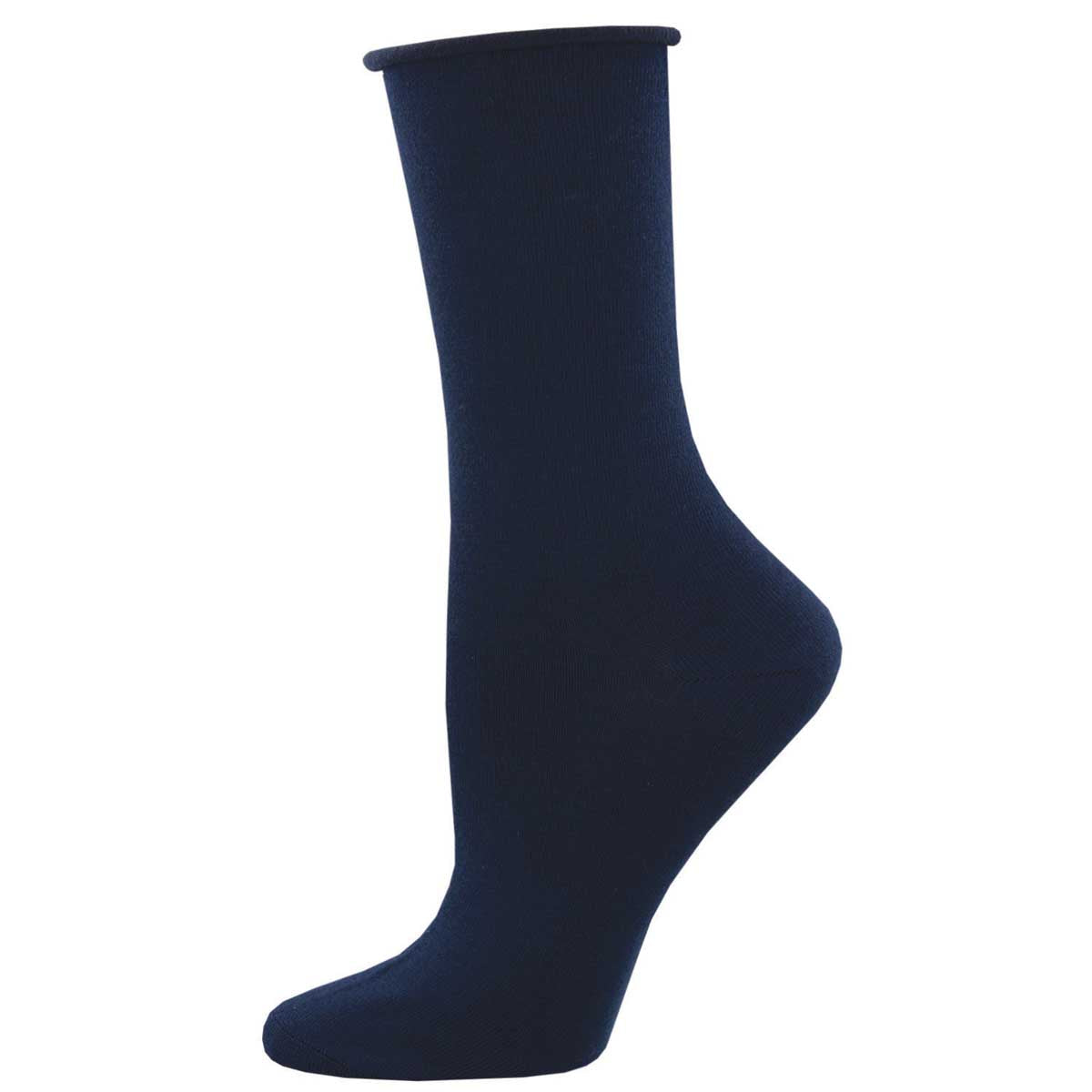 Navy blue roll-top bamboo sock