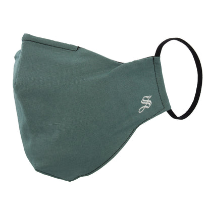 A solid gray slate face mask with an adjustable loop behind the ear and a metal strip across the nose bridge.