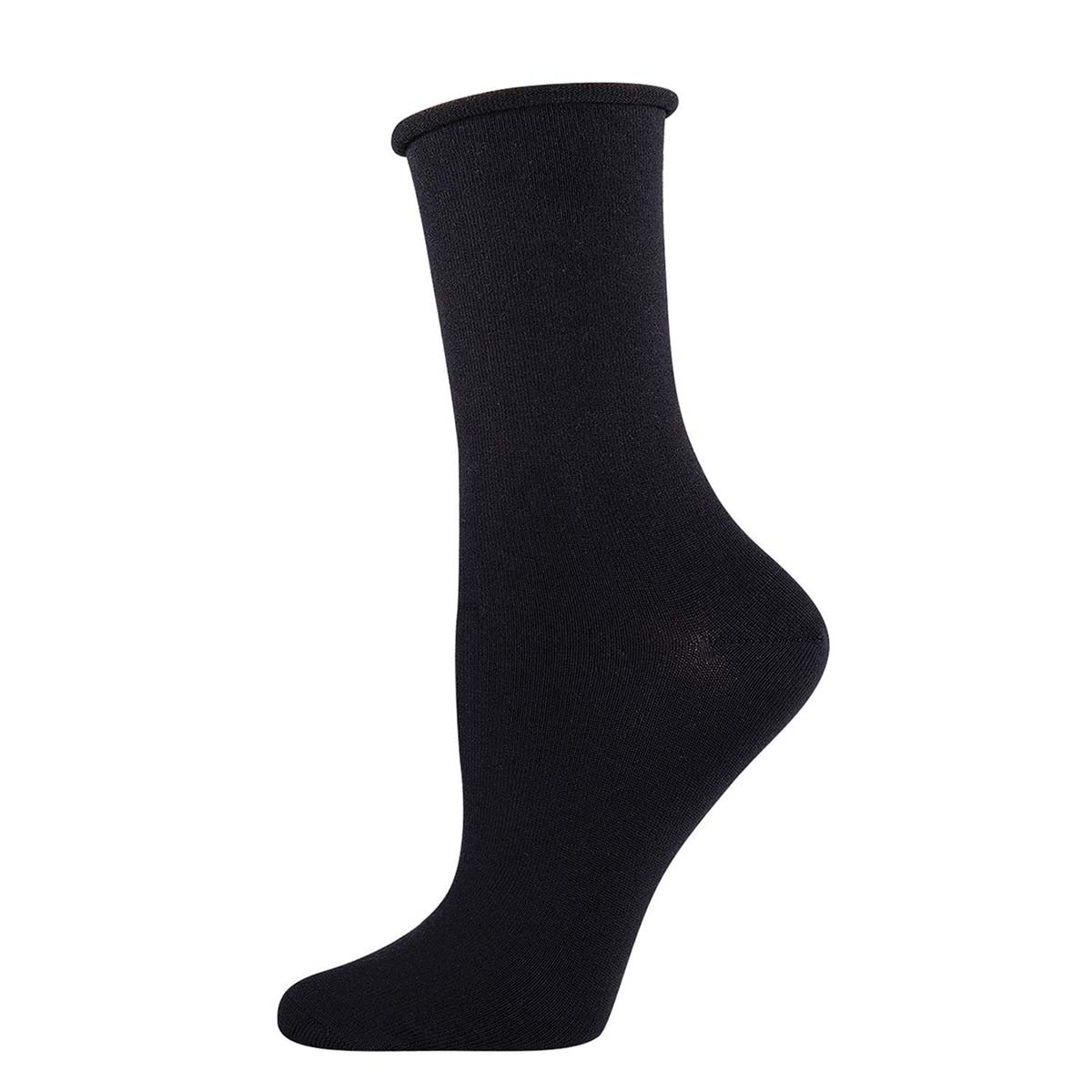 Black roll-top bamboo sock