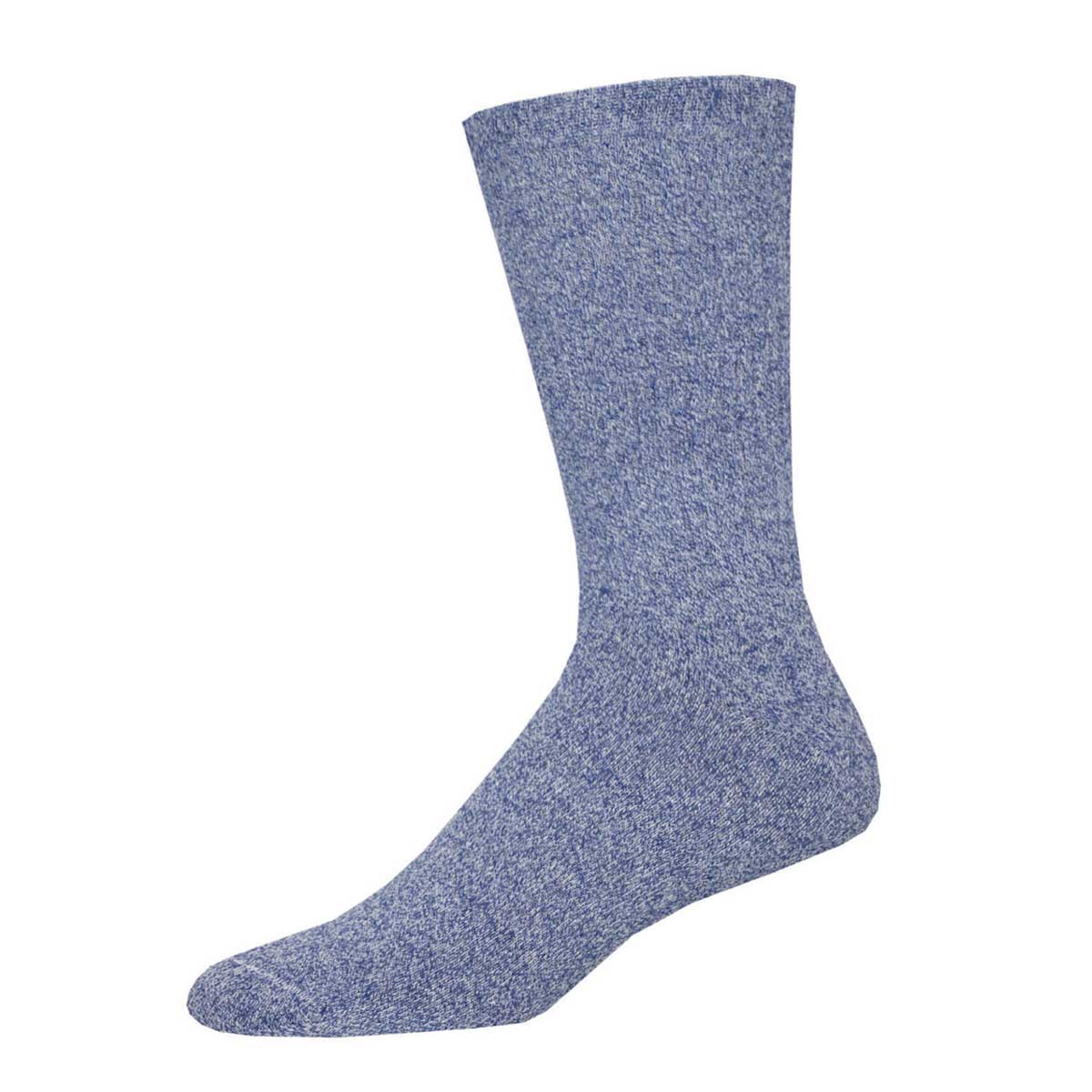 A Blue ribbed pair of socks designed for adults. 
