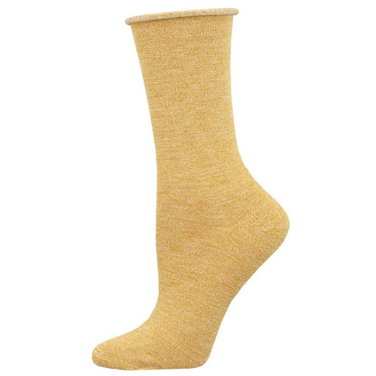 Yellow roll-top bamboo sock