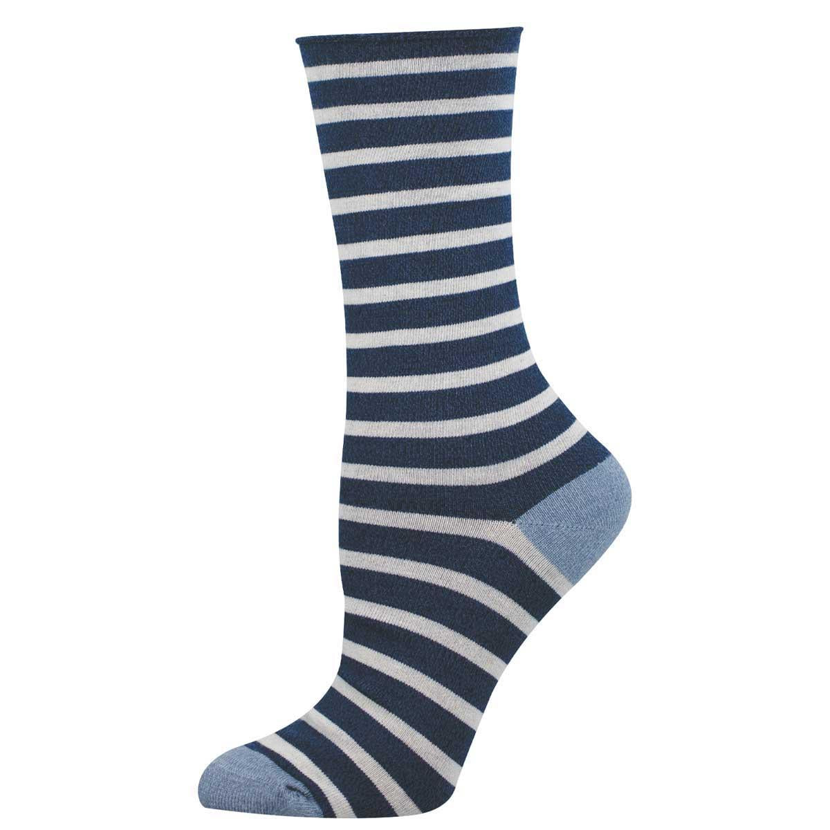 Blue and white striped sock