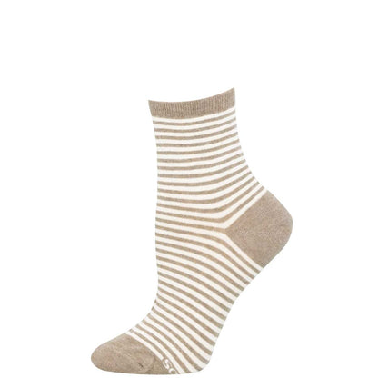 Beige and white striped sock on a white background
