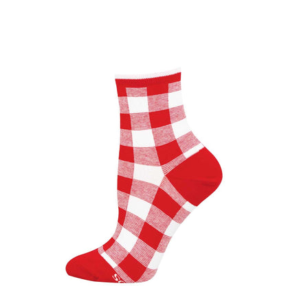 Red and white checkered sock
